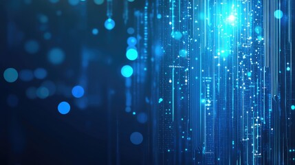Poster - A modern microchip with glowing circuits placed on a vibrant blue background.