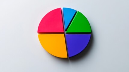 Aufkleber - A modern pie chart with vibrant colors and clean, divided segments, set against a white background for a sharp, minimalist look