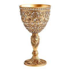 Wall Mural - A regal golden goblet encrusted with diamonds, featuring intricate lion motifs and ornate carvings. A true symbol of luxury and power.