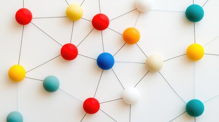 Poster - A series of interconnected nodes and color pathways symbolizing teamwork.