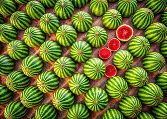 Wall Mural - Aerial View Watermelon Pattern Geometric Striped Background Design