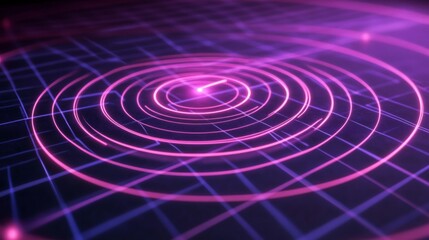 Aufkleber - A radar chart in neon colors on a dark grid background, with lines and points showing data intersections, creating a modern tech feel