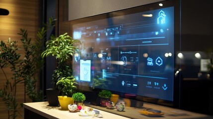 Poster - A smart home energy system interface on a digital screen.
