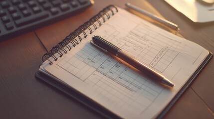 Poster - A stock trading journal concept with profit and loss calculations on a clean background.