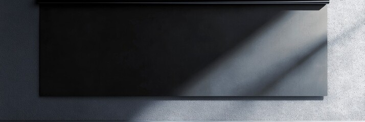 Wall Mural - black roll up banner on a grey background with light