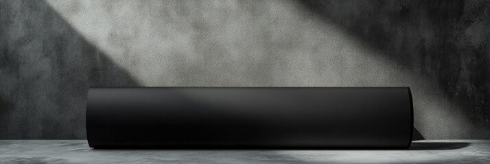 Wall Mural - black roll up banner on a grey background with light