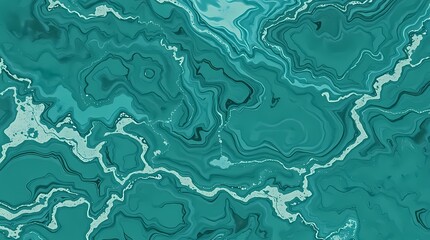 Poster - Abstract teal and white marbled pattern resembling water flow with dynamic shapes and textures in modern design. Generative AI