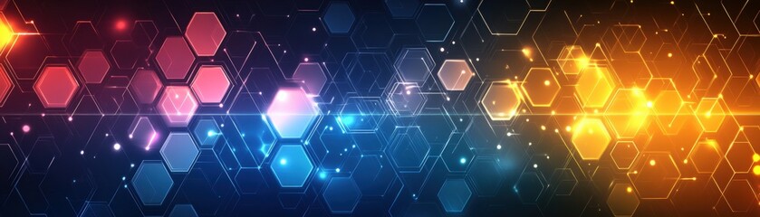 Poster - Abstract geometric background featuring interconnected hexagons in various shades and colors