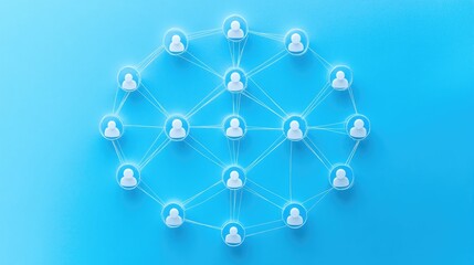 Poster - Stakeholder influence concept shown with connected dots and lines on a clean blue backdrop.