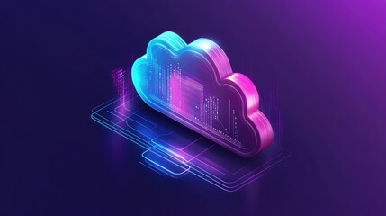 Poster - Stakeholder relationship management concept with cloud computing and digital networks on a gradient background.