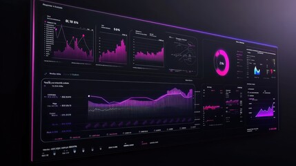 Poster - Stock market dashboard with rising and falling graphs over a modern gradient background.