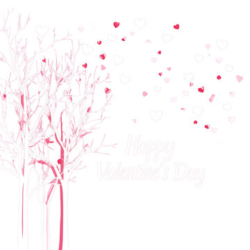 Valentines Day Calligraphy Banner with Heart tree