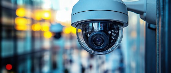 Poster - High resolution security camera mounted on wall for surveillance and monitoring purposes