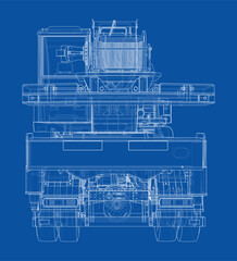 Poster - Car crane. Vector rendering of 3d