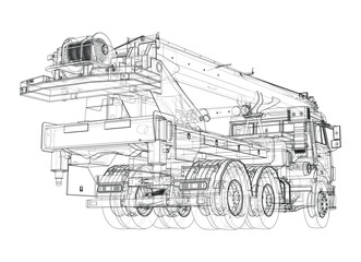 Poster - Car crane. Vector rendering of 3d