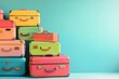 © Юлия Ковальчук - Stacked colorful luggage highlighting a cheerful atmosphere in a vibrant setting for travel enthusiasts
