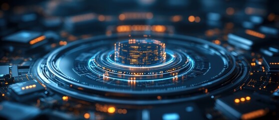 Poster - Futuristic circular city skyline with modern architecture and vibrant atmosphere during daytime
