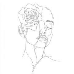 Wall Mural - Portrait of a woman with a rose, created for fashion design purposes