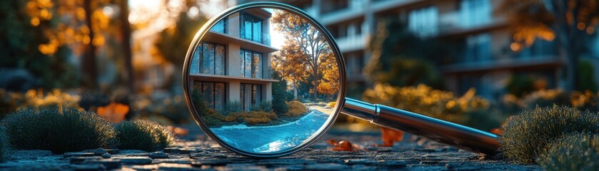 Poster - Reflection of a modern building in a clear glass mirror during daylight hours