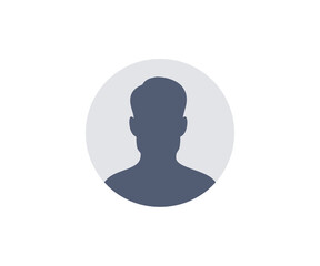 Poster - Male person silhouette icon. User member, People icon in flat style. Circle button with avatar photo silhouette vector design and illustration.

