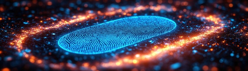 Poster - Close up of a fingerprint set against a dark background highlighting unique patterns and details