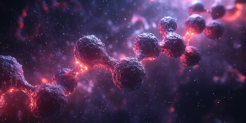 Poster - Molecular structure in vibrant colors showcasing intricate details of matter and energy at a microscopic level