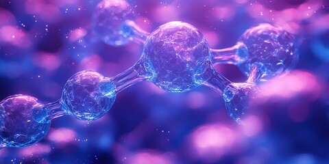 Poster - Colorful molecular structure illustrating scientific concepts in a vibrant, abstract setting