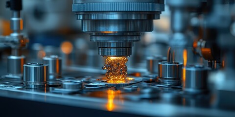 Poster - Advanced manufacturing process showcases precision in metalworking during a late afternoon session