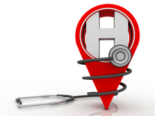 Poster - 3d rendering hospital navigation with Stethoscope

