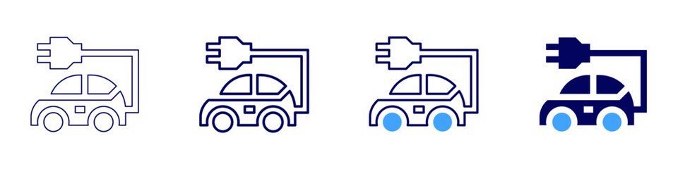 Used electric car icon in 4 different styles. Thin Line, Line, Bold, and Bold Line. Duotone style. Editable stroke