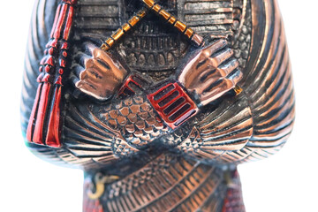 Aufkleber - A detailed view of a person depicted in statue form.