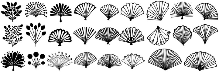 Poster - Elegant collection of monochrome shell and botanical designs showcasing artistic patterns and shapes