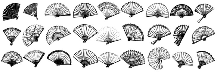 Poster - Elegant hand fans displayed in beautiful arrangements showcasing intricate designs and craftsmanship