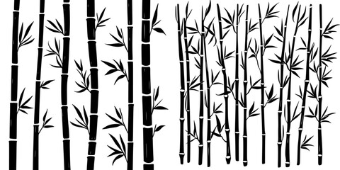 Poster - Bamboo patterns create a serene and natural atmosphere in a minimalist design setting