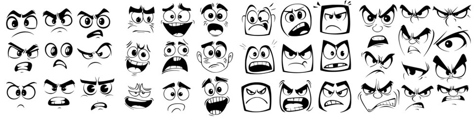 Poster - Facial expressions showcasing various emotions in a dynamic and creative art style
