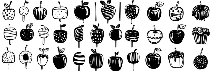 Poster - Colorful assortment of candy and dessert illustrations showcasing various treats and playful designs