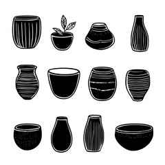 Poster - Collection of various pottery styles featuring simple designs and earthy aesthetics