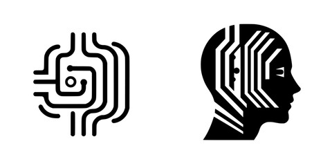 Poster - futuristic digital art featuring circuit designs and human form influenced by advanced technology