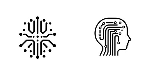 Poster - Futuristic circuit design illustrating the connection between technology and human intelligence in a sleek style