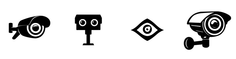 Poster - diverse security camera designs showcasing futuristic holographic effects and vfx elements in a mode