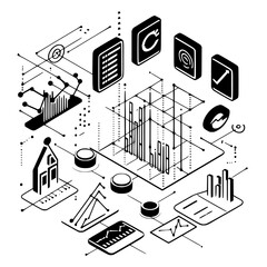 Poster - Visual representation of data analysis with futuristic elements and holographic effects