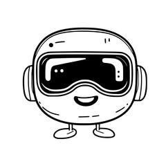 Poster - futuristic hologram character with a cheerful expression and sleek design in a minimalist style
