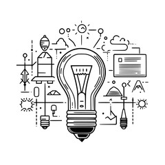Poster - Innovative design combining hologram elements and futuristic concepts in a creative light bulb representation