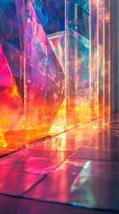 Poster - Colors burst forth as light interacts with a glossy surface, showcasing a magnificent spectrum of hues that create mesmerizing patterns. The atmosphere feels energetic and alive
