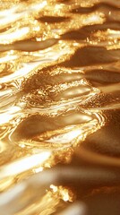 Poster - Ripples shimmer across a metallic gold surface, reflecting light in mesmerizing patterns. The allure of luxury and texture captivates the senses, inviting exploration and admiration