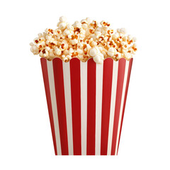 Aufkleber - A full red and white striped popcorn container against a black background.