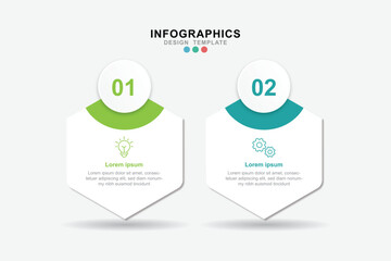 Fototapete -  Vector Infographic label design template with icons and 2 options or steps. for your business data. Vector Illustration.