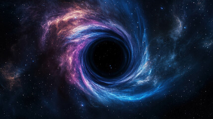 Wall Mural - Breathtaking View of a Supermassive Black Hole Surrounded by Vibrant Cosmic Colors