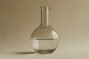 Poster - Laboratory glassware filled with liquid sits on a neutral background, ready for scientific experiments