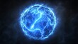 © Krit - A Mesmerizing Glowing Sphere of Electric Blue Lightning Illuminating a Darkened Space with a Mystical Energy Creating an Enigmatic and Captivating Visual Experience for the Viewer